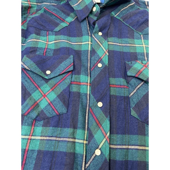Wrangler Men's L Multicolor Plaid Pearl Snap Cotton Western Button-Up Shirt - Picture 2 of 6